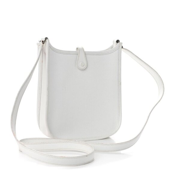 Authentic HERMES Evelyn TPM Mini Clemence Epsom Leather White Shoulder Bag Tote - Picture 2 of 7